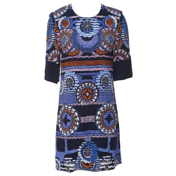 Peter Pilotto Blue Abstract Graphic Printed Sheath Dress - Picture 1 of 6